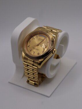 ✨ 18K Gold Day-Date Seiko Mod | Arabic Dial | Fluted Bezel | 40mm ✨